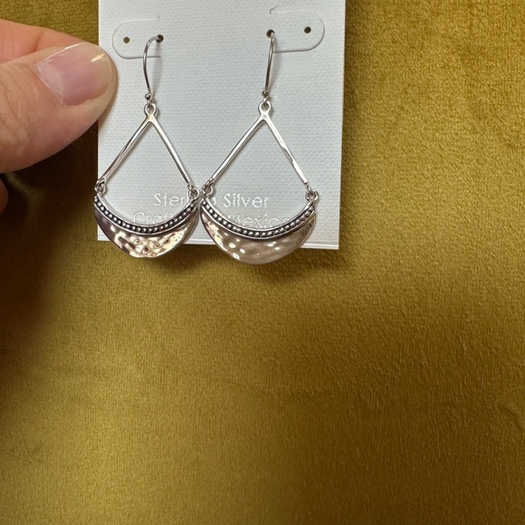 Ladies Silver Hammered Earrings - Picture 2 of 3